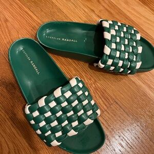 Loeffler Randall leather color block slides